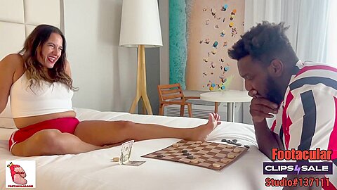 She Uses Her Feet To Beat Me In Checkers + Footjobs - porn video