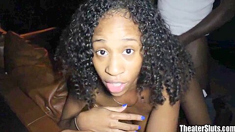 Happy Beauty Black Chick Banged In Porno Theater! - porn video